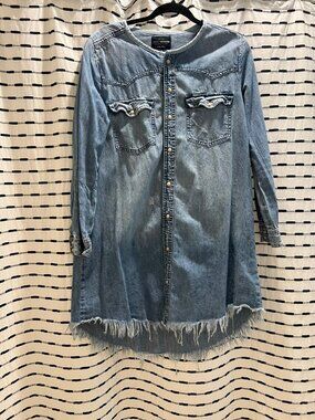 Distressed denim dress